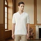 Club1972 | Men's Classic Ribbed Knit Polo Sweater