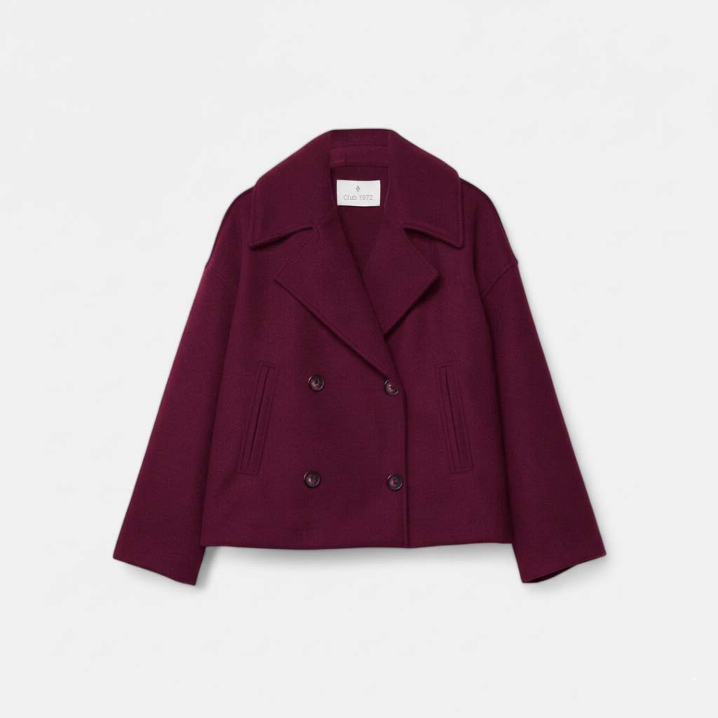 Club1972 | Women's Classic Wool Blend Double-Breasted Peacoat