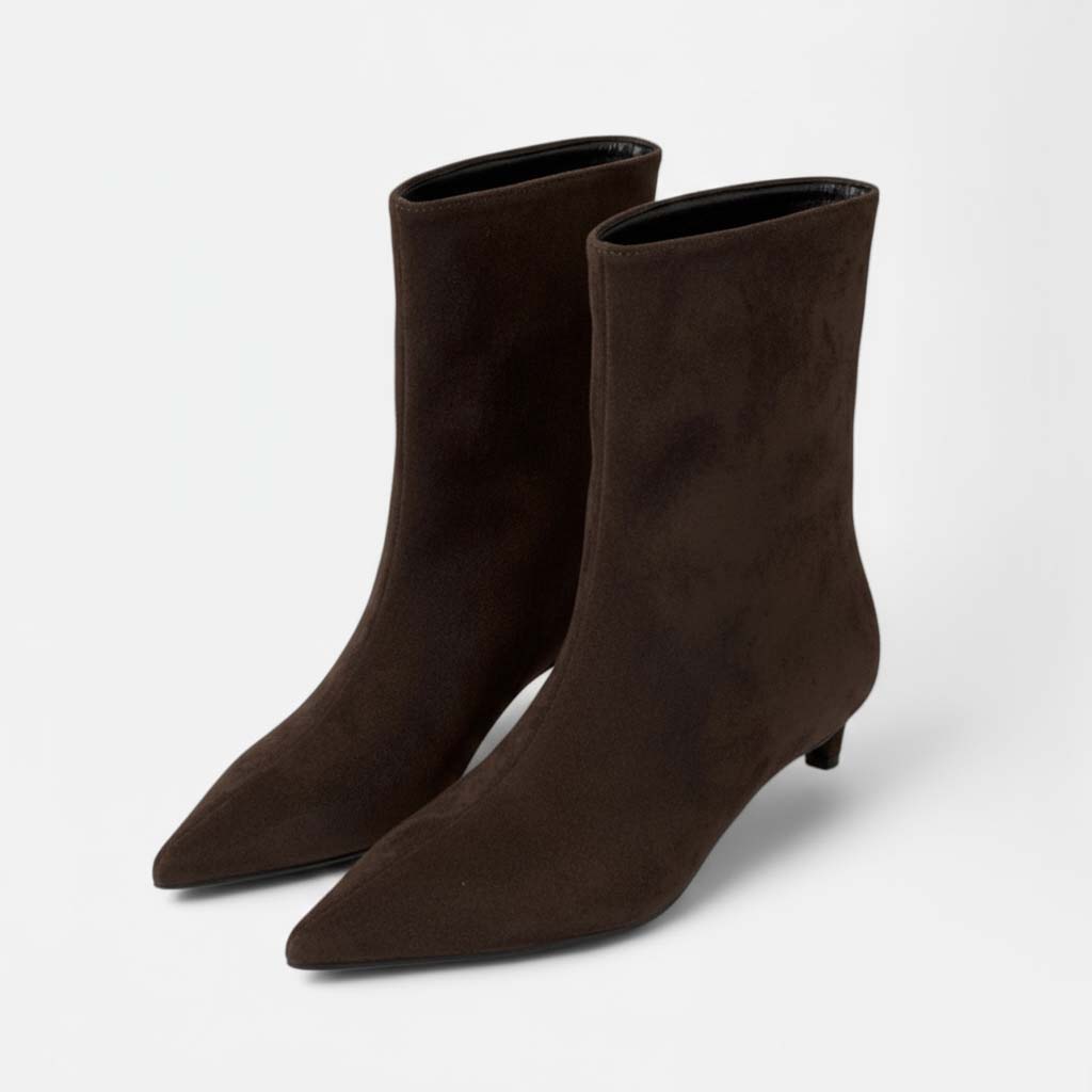 Club1972 | Women's Modern Suede Kitten Heel Ankle Boots