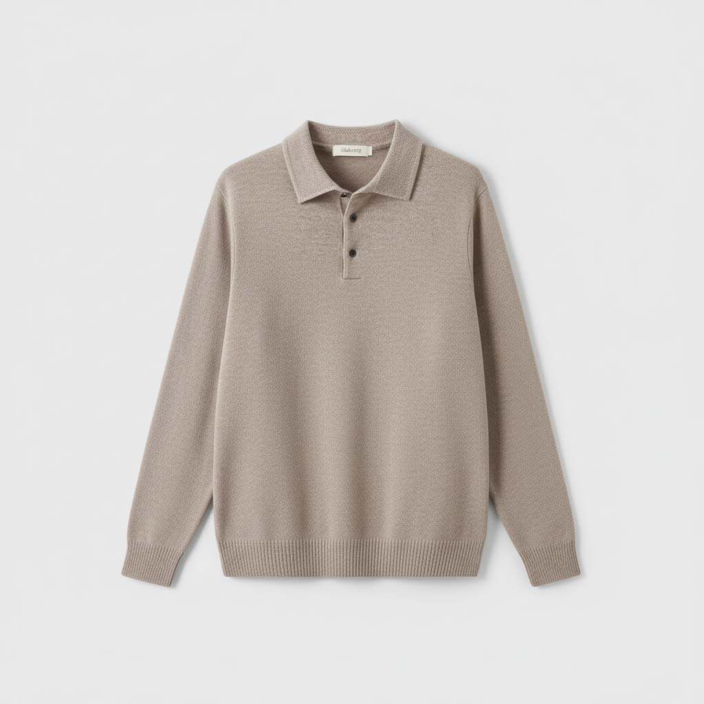 Club1972 | Men's Classic Merino Wool Knit Polo Sweater