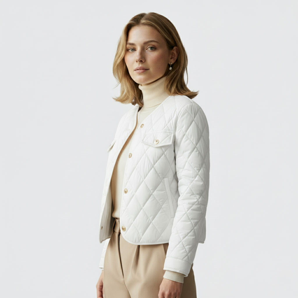 Club1972 | Women’s Classic Quilted Satin Button Jacket