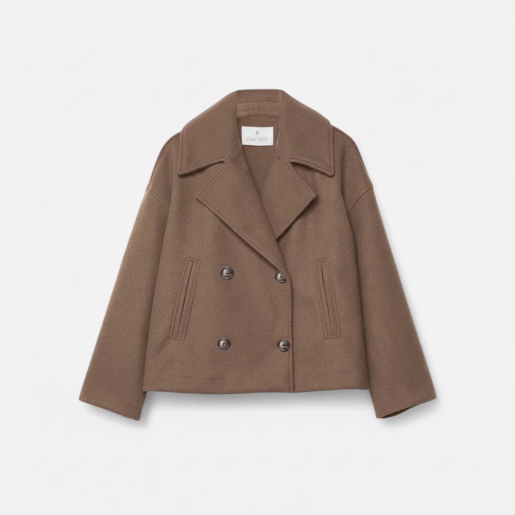 Club1972 | Women's Classic Wool Blend Double-Breasted Peacoat