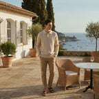 Club1972 | Men's Classic Wool Chevron Knit Polo Sweater