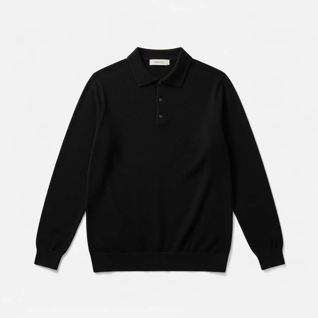 Club1972 | Men's Classic Merino Wool Knit Polo Sweater