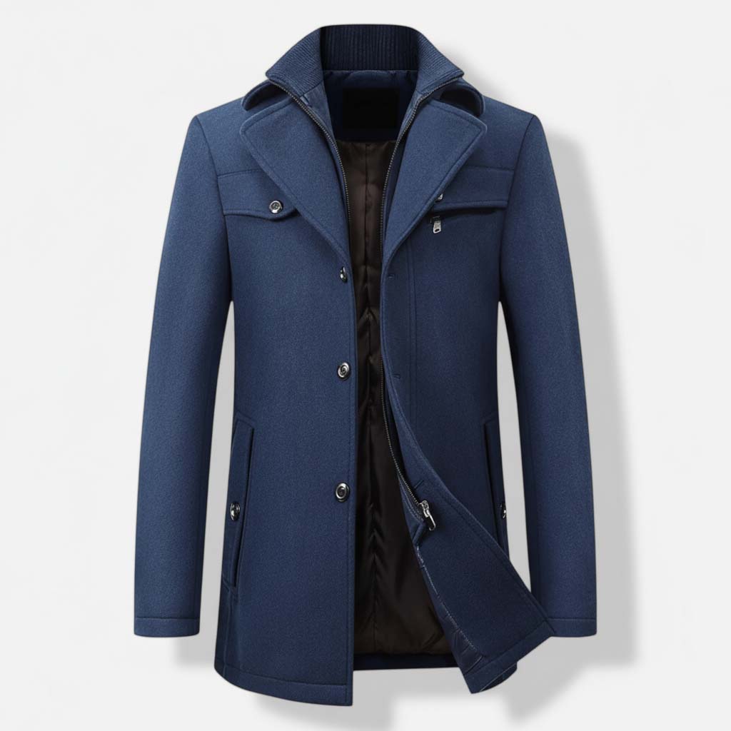 Club1972 | Men's Classic Wool Blend Overcoat