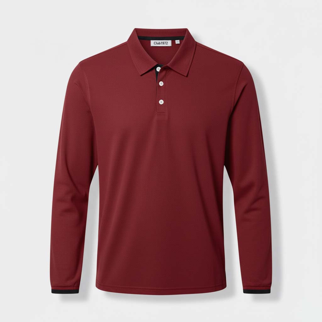 Club1972 | Men's Classic Long-Sleeve Cotton Polo Shirt
