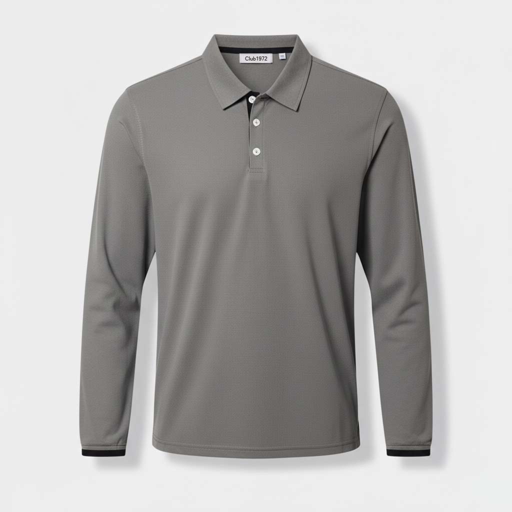 Club1972 | Men's Classic Long-Sleeve Cotton Polo Shirt