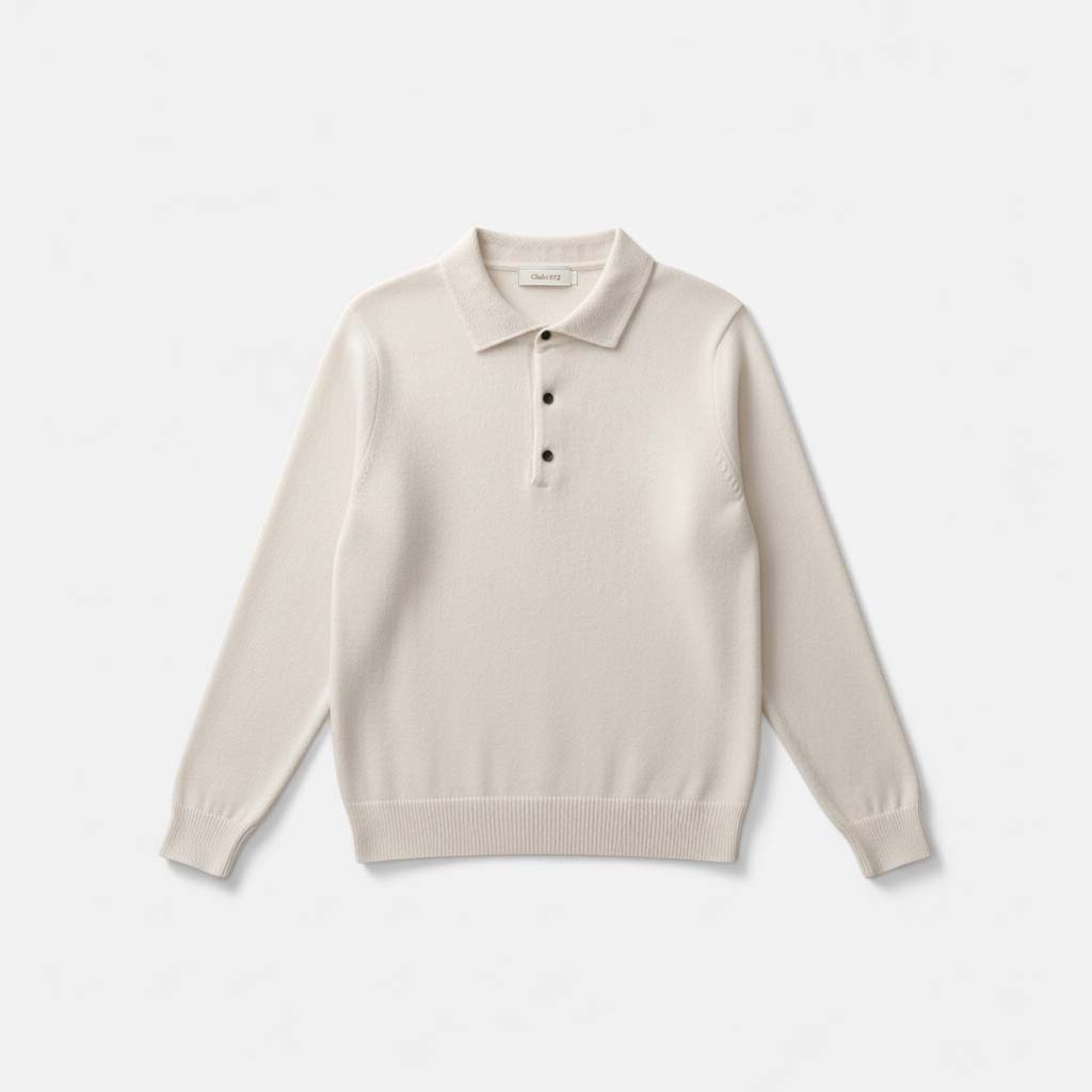 Club1972 | Men's Classic Merino Wool Knit Polo Sweater