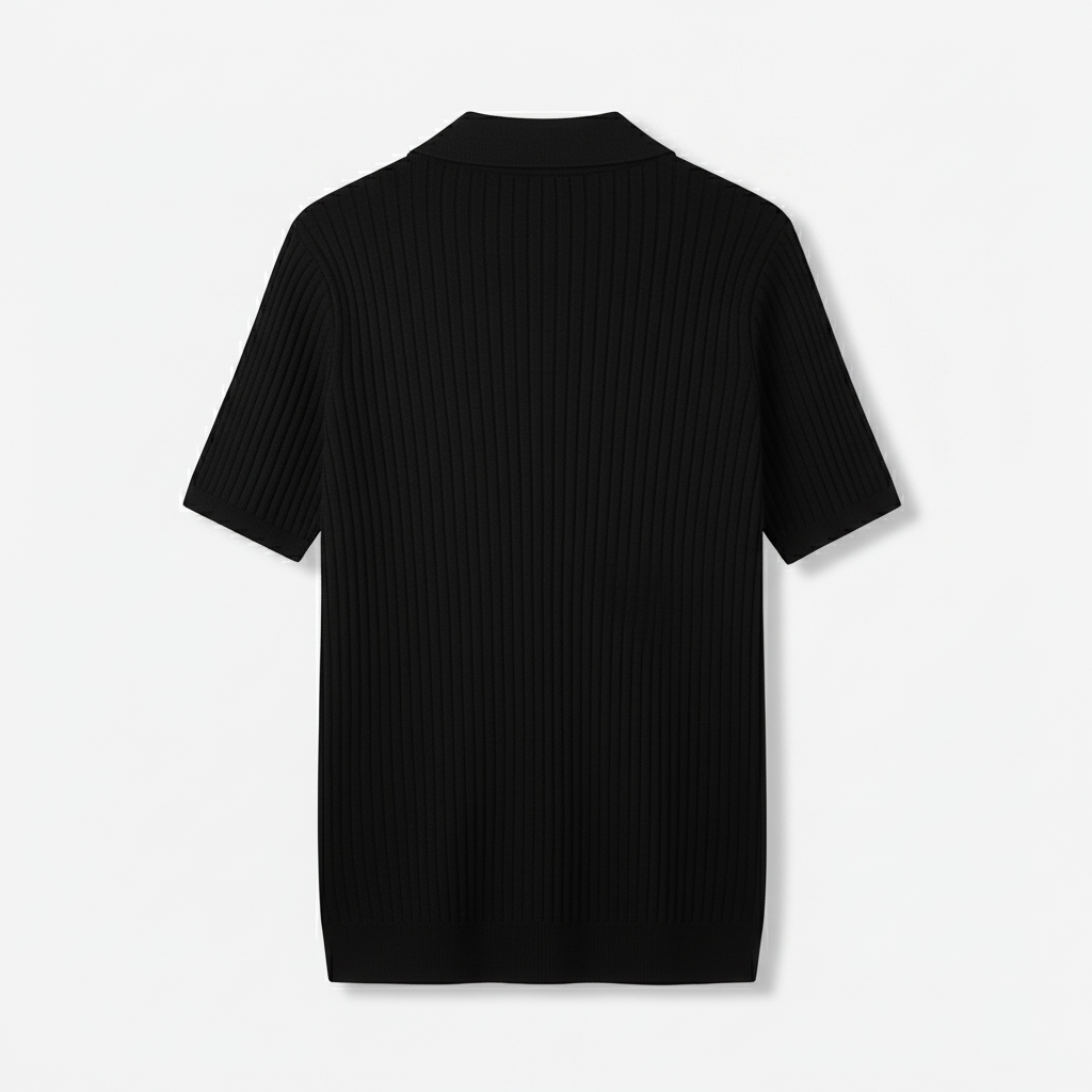 Club1972 | Men's Classic Ribbed Knit Polo Sweater