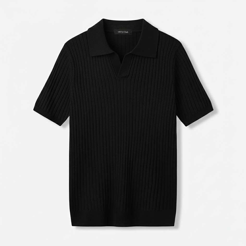 Club1972 | Men's Classic Ribbed Knit Polo Sweater