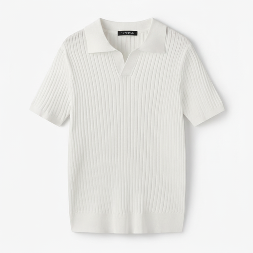 Club1972 | Men's Classic Ribbed Knit Polo Sweater