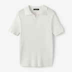 Club1972 | Men's Classic Ribbed Knit Polo Sweater